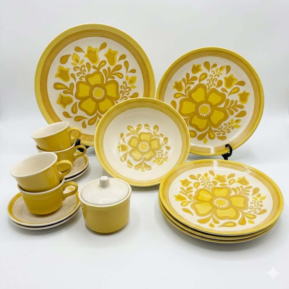 Royal China Cavalier Ironstone Yellow Flower 15-Piece Partial Dinnerware Set